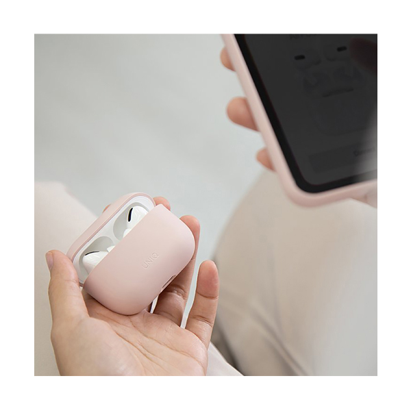 قاب ایرپاد پرو یونیک مدل Lino Uniq Lino Silicon Misty Rose AirPods Pro Case